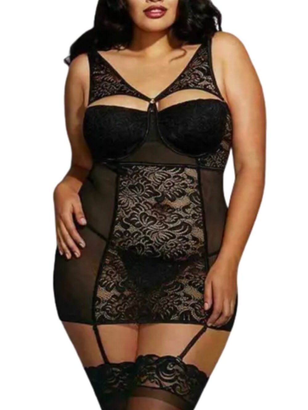 Pure Romance Dark Temptation Underwire Garter Slip